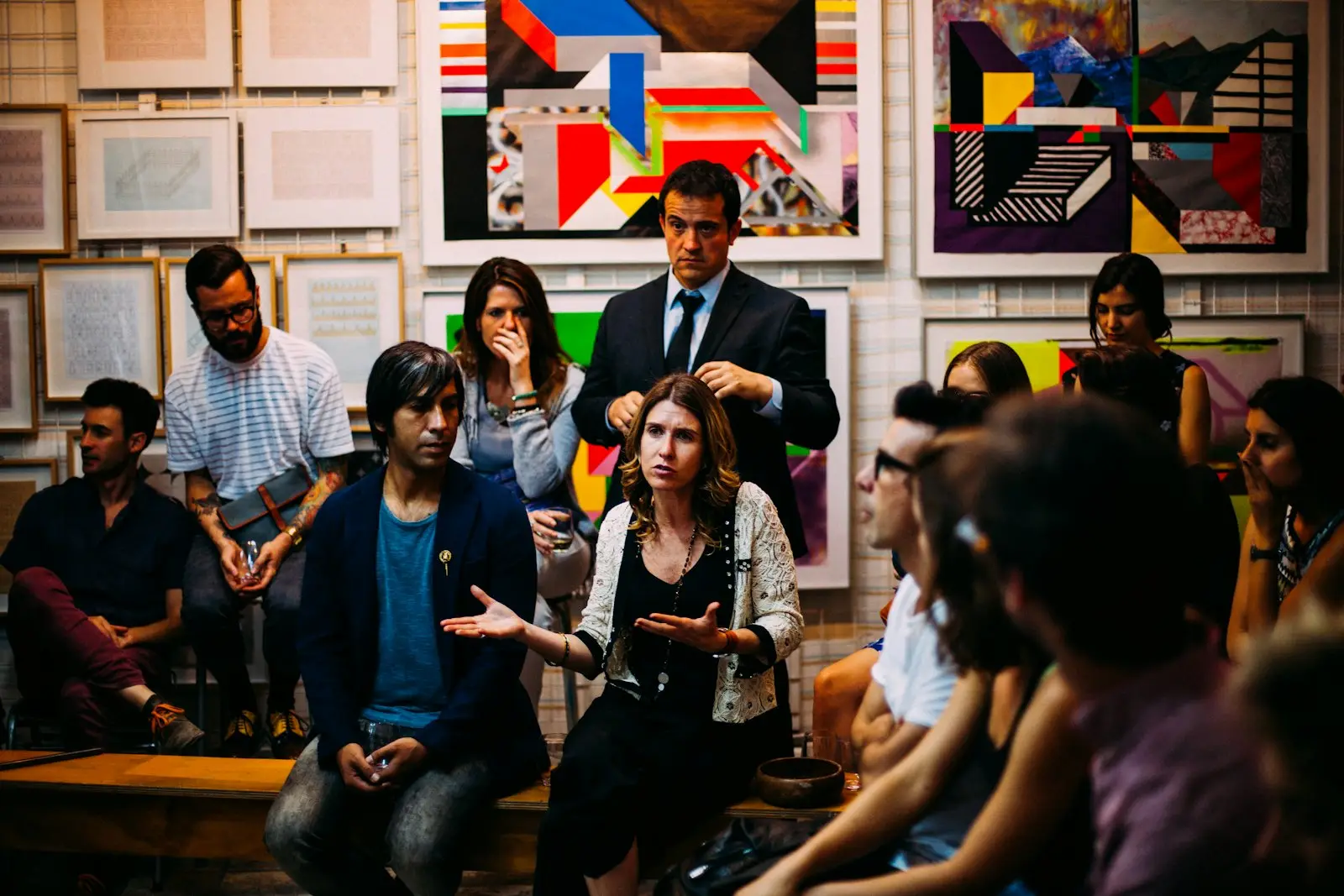 Participants in an interactive group workshop